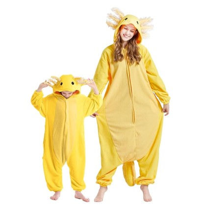 Yellow Axolotl Onesie Parent-Child Pajamas For Family Matching Halloween Costumes