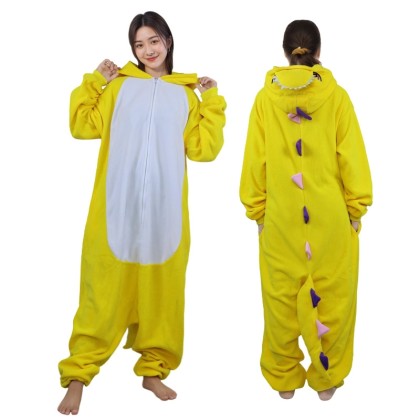 Yellow Multi-Colored Dinosaur Onesies Kigurumi For Adults Halloween Costumes