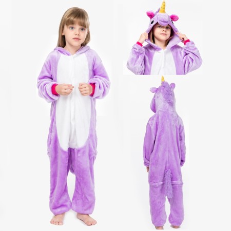 Animal Kigurumi Purple Pegasus Onesie Pajamas For Kids