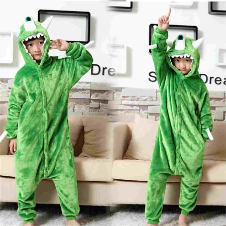 Animal Kigurumi Green Monsters Mike Wazowski Onesie Pajamas For Kids