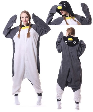 Unisex Gray Penguin Kigurumi Onesie Pajama