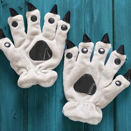 Grey Kigurumi Unisex Onesies Animal Paw Flannel Gloves