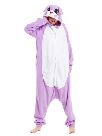 Purple Rabbit Kigurumi Onesie Flannel Animal Pajamas