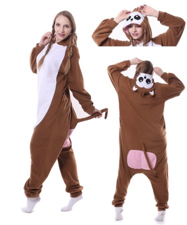 Brown Monkey Onesie Pajama Adults Animal Costumes
