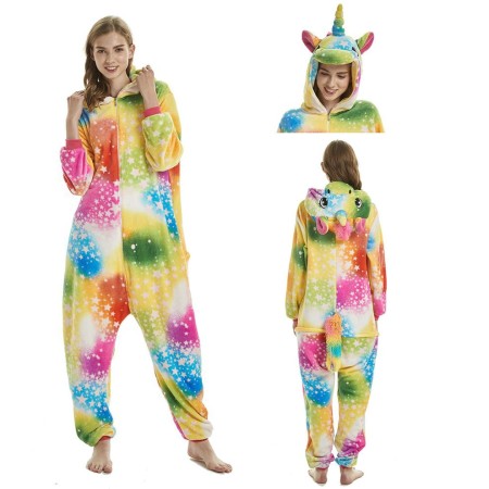 Star Rainbow Unicorn Onesie Pajama Costumes Rainbow Tail And Corner