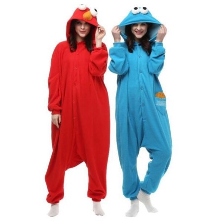 Sesame Street Cookie Monster Elmo Onesie Pajama for Adults